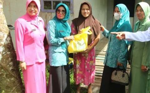 TP-PKK Batola Ketuk Rumah Warga Antar Sembako