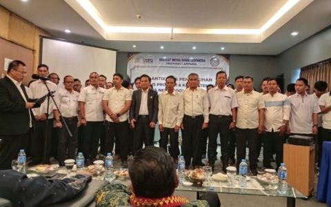 Ketua Umum SMSI Kukuhkan Pokja Newsroom Jaga Desa di Lampung Mengawal Desa, Mencegah Jaksa.